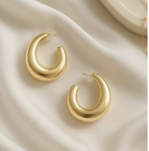 Gold hoop earrings, lifestyle content